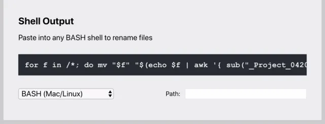 Shell output generation