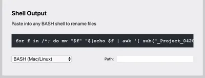 Shell output generation